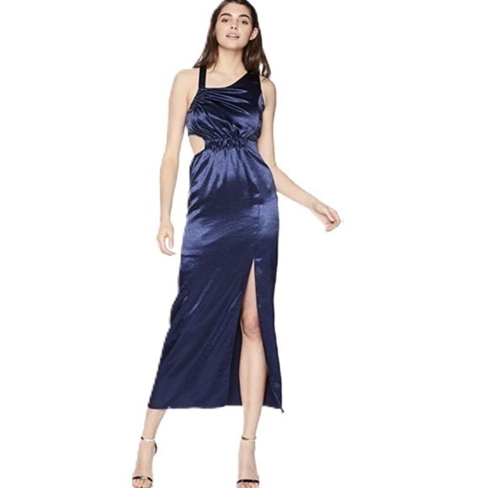 Avec Les Filles Anthropologie Satin Asymmetric Maxi Dress size 2